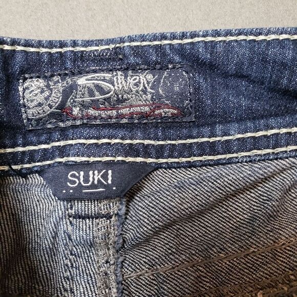 Silver Jeans, Suki Mid Slim Boot Womens bling / embroidery cropped bootcut - Picture 10 of 15